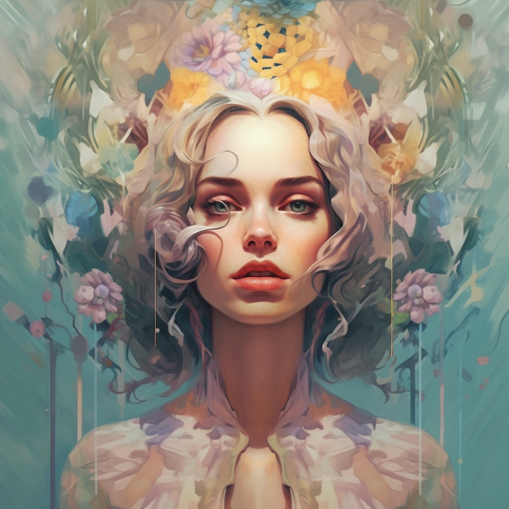 Abstract Flower Hair Painted Woman Diamond Art Kit