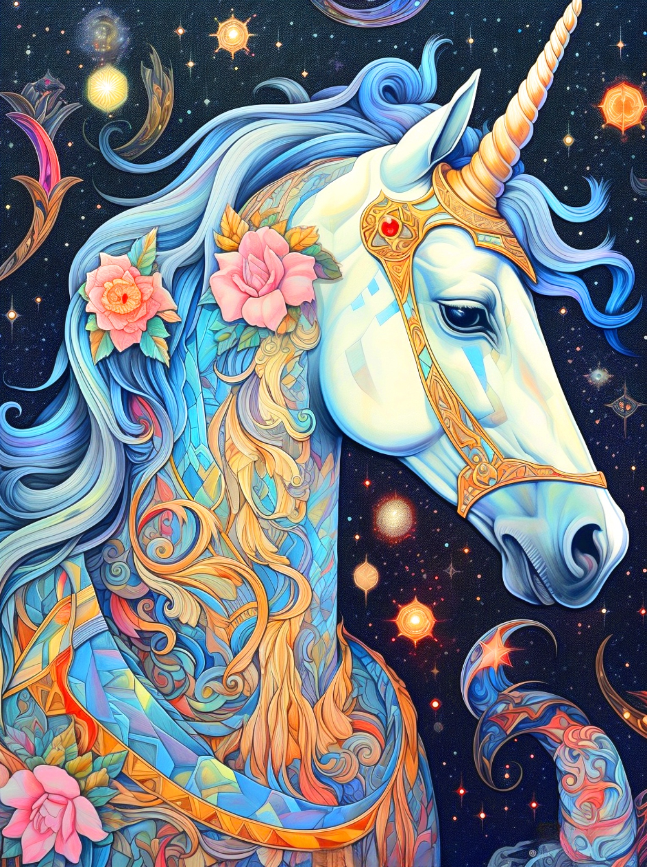 Abstract Flower Pattern Unicorn Diamond Art Kit