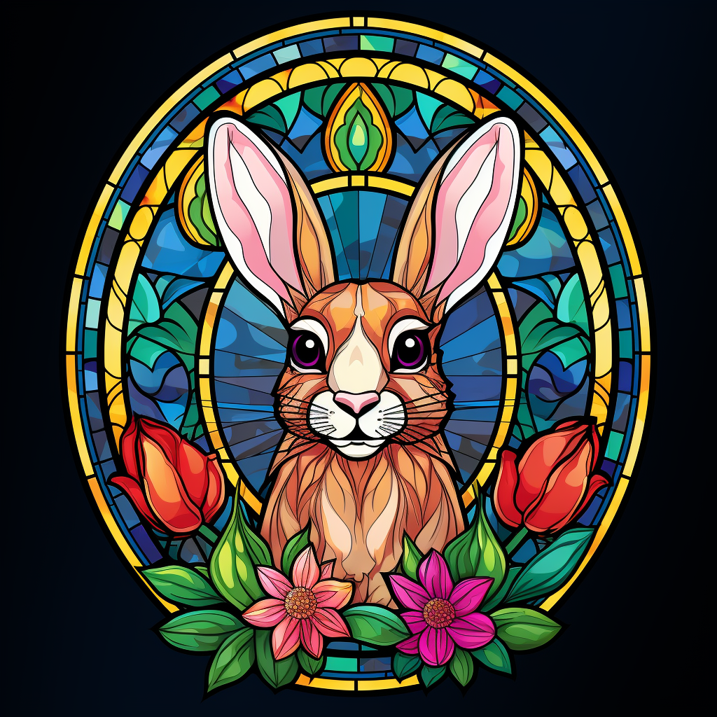 Abstract Flower Rabbit Oval Diamond Art Kit