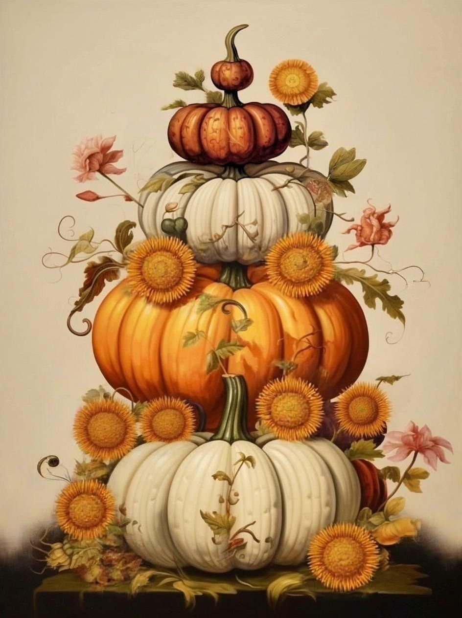 Abstract Flowers and Pumpkins Diamond Art Kit