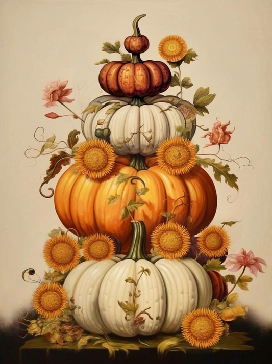 Abstract Flowers and Pumpkins Diamond Art Kit