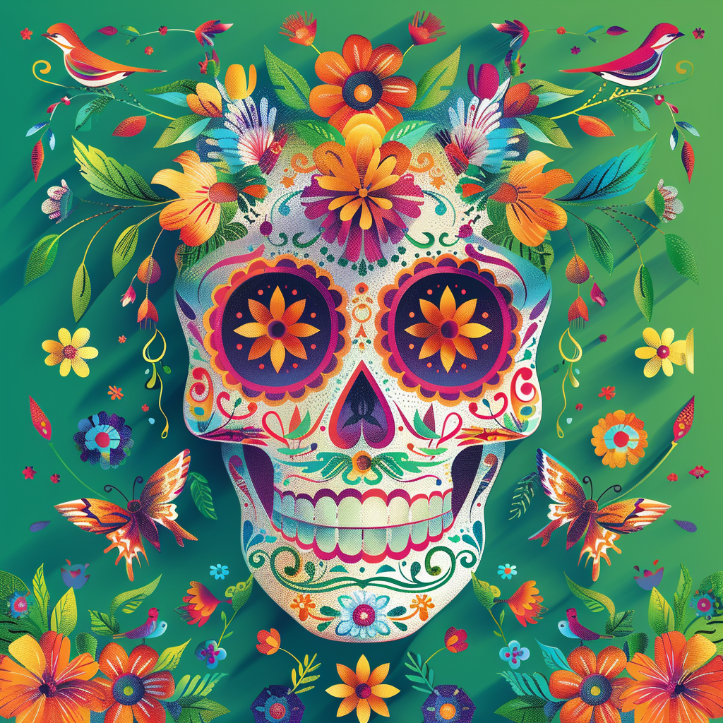 Abstract Flower Skull Diamond Art Kit