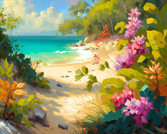Abstract Flowers on the Beach Diamond Art Kit