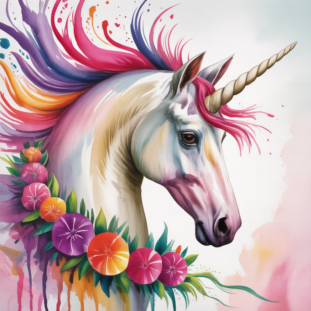 Abstract Flowers Unicorn Diamond Art Kit