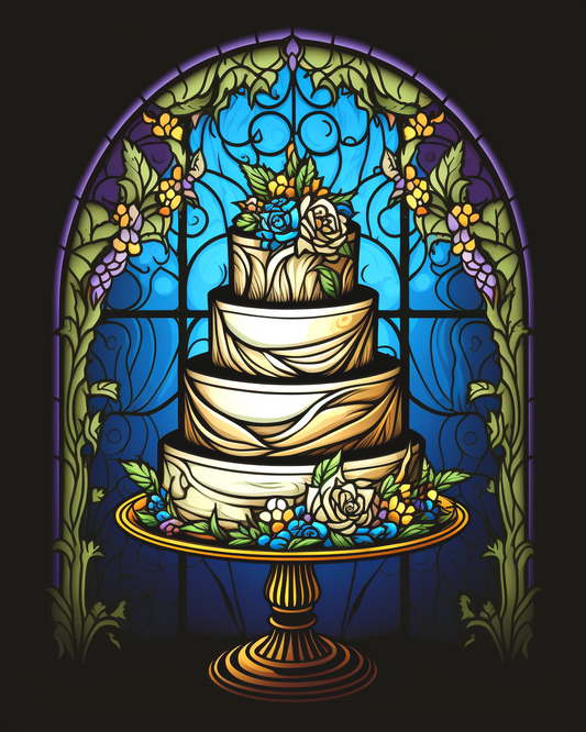 Abstract Flower Wedding Cake Diamond Art Kit