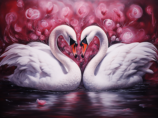 Abstract Flower and White Swans Diamond Art Kit