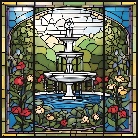 Abstract Fountain in the Flowers Diamond Art Kit