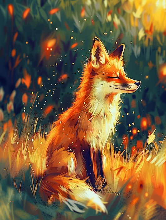 Abstract Fox in the Sun Diamond Art Kit