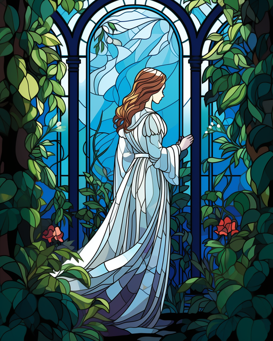 Abstract Garden Room and Girl Diamond Art Kit