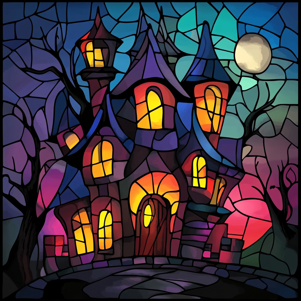 Abstract Glowing Haunted House Diamond Art Kit