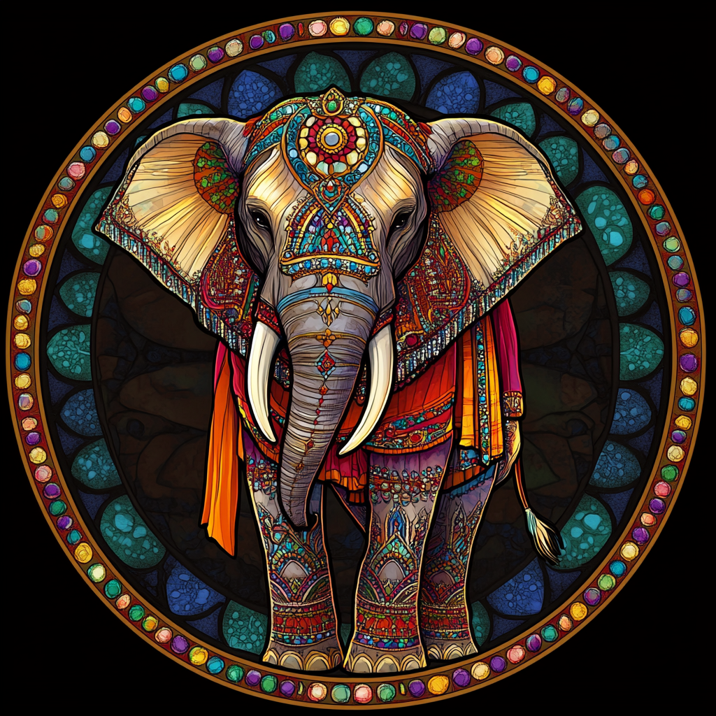 Abstract Gold Circle Elephant Diamond Art Kit