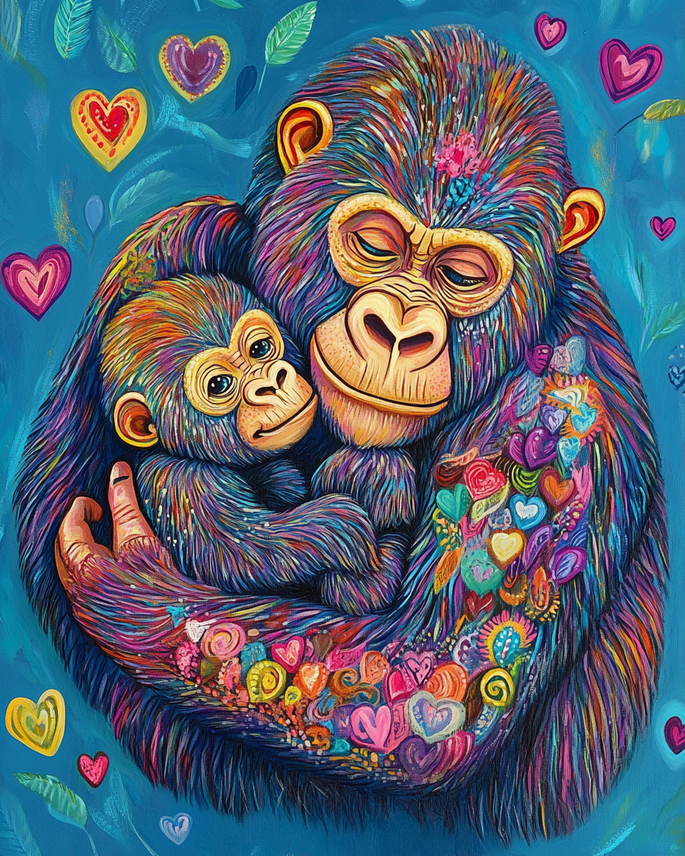Abstract Gorilla and Baby Diamond Art Kit