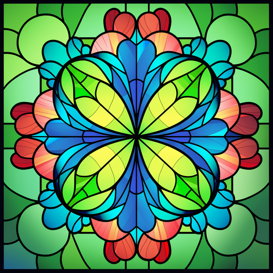 Abstract Green and Blue Flower Diamond Art Kit