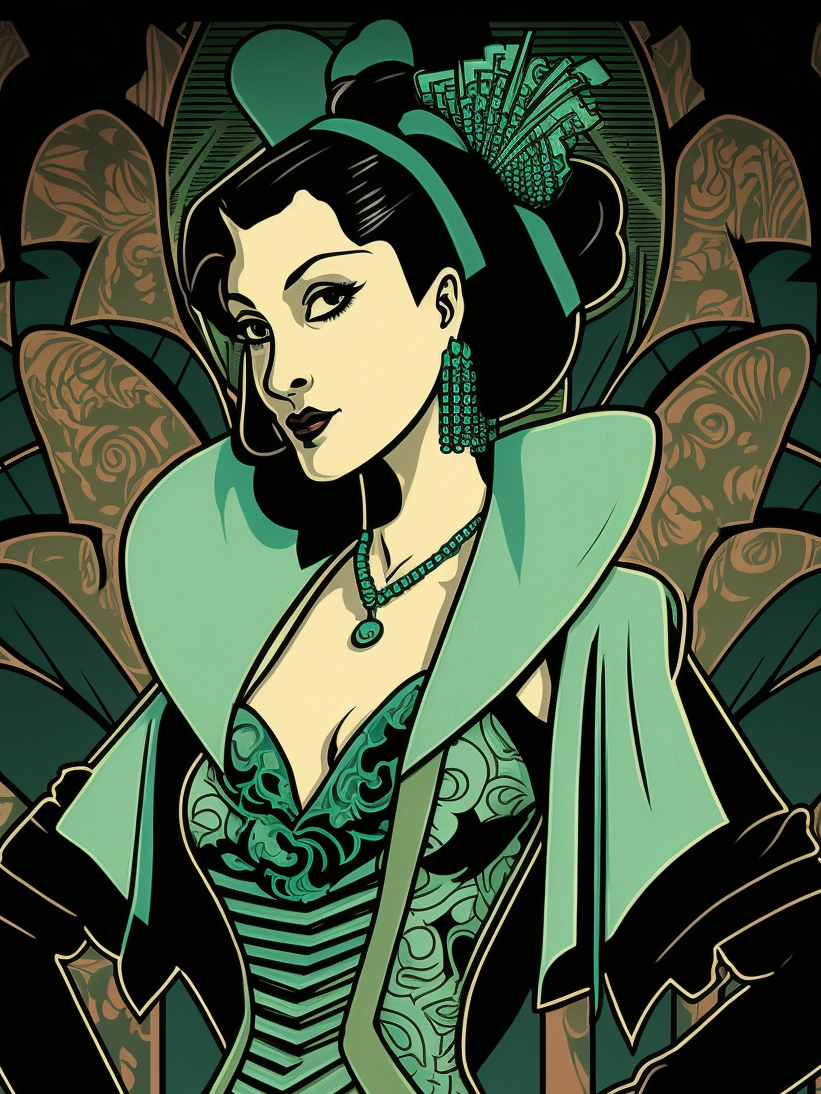 Abstract Green Dress Woman Diamond Art Kit
