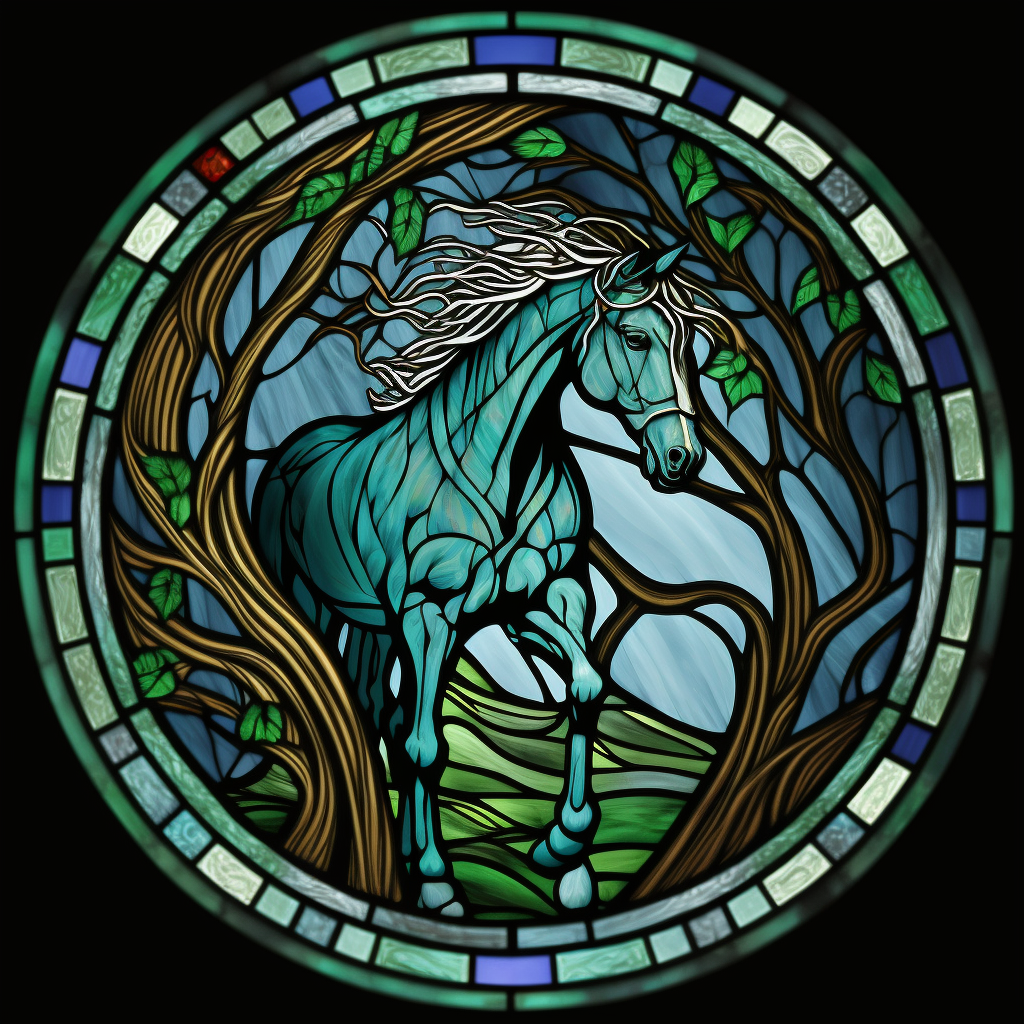 Abstract Green Horse Circle Diamond Art Kit