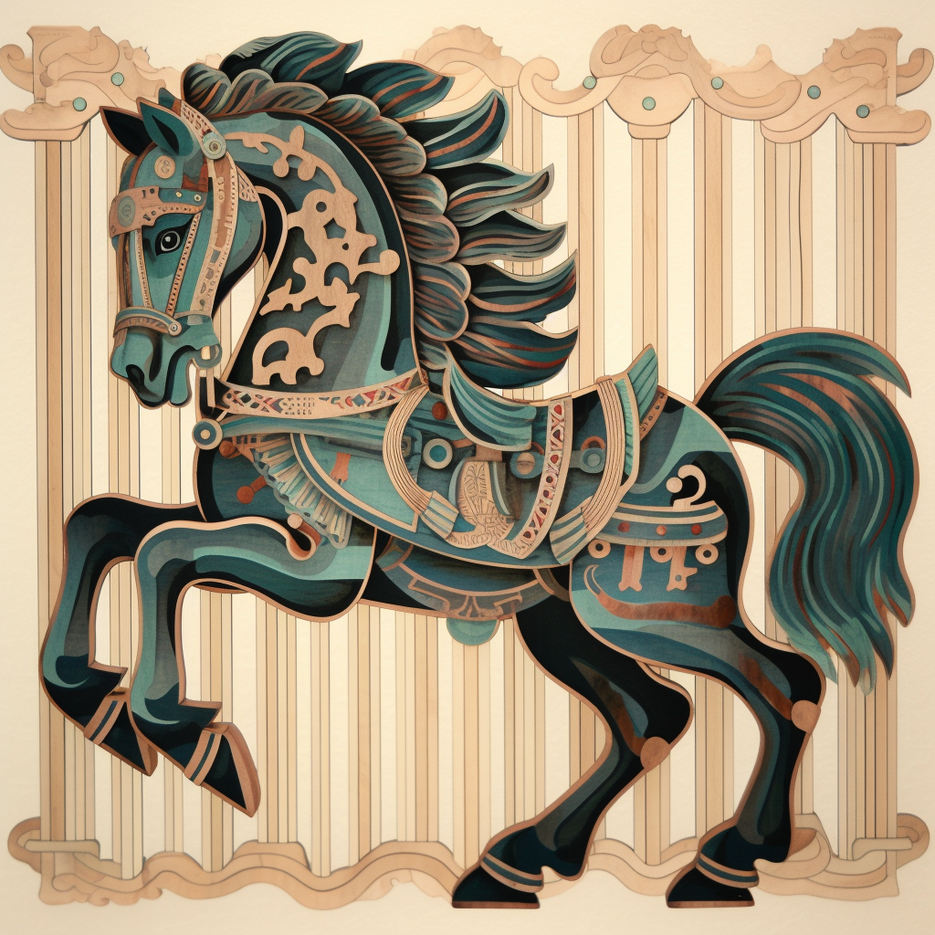 Abstract Green and Tan Horse Diamond Art Kit