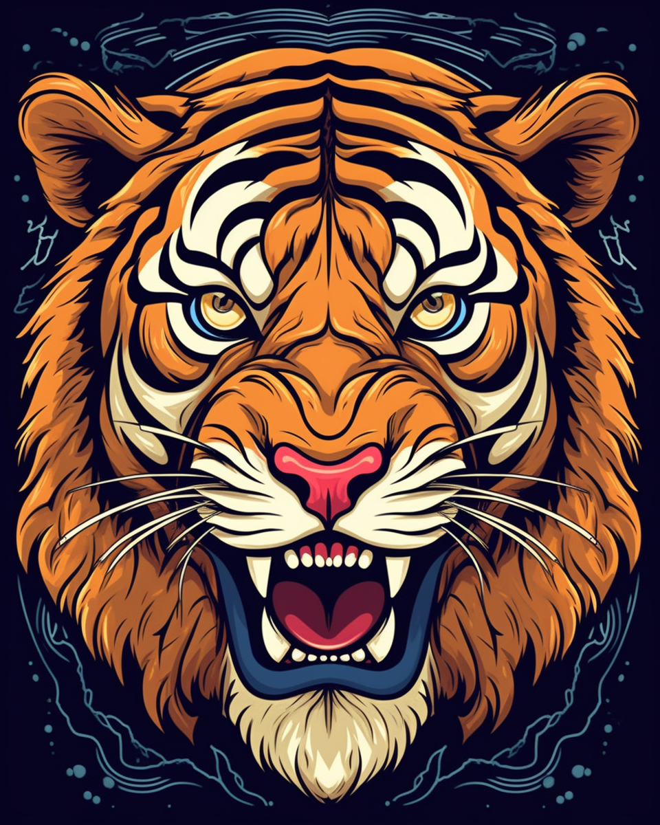 Abstract Growling Tiger Diamond Art Kit