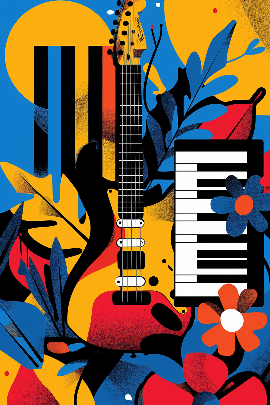 Abstract Guitar and Keyboard Diamond Art Kit