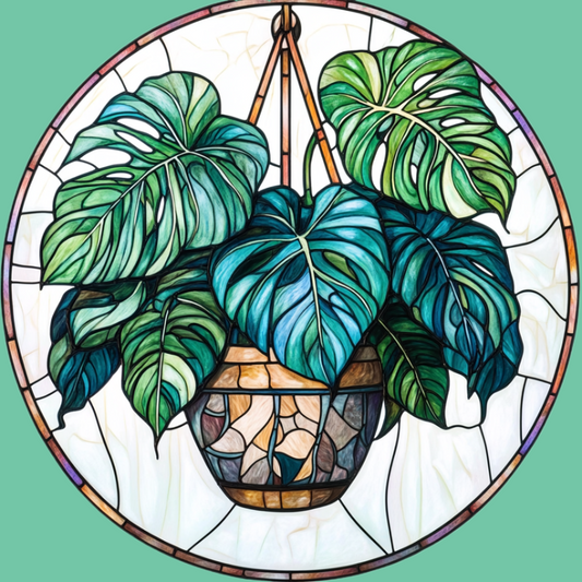 Abstract Hanging Plant Circle Diamond Art Kit