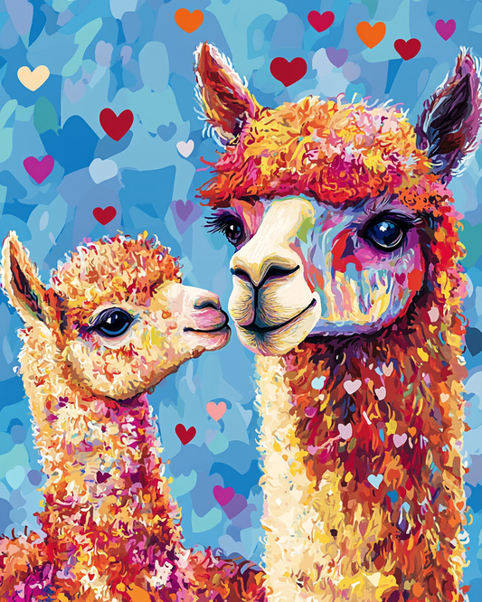 Abstract Heart Alpacas Diamond Art Kit