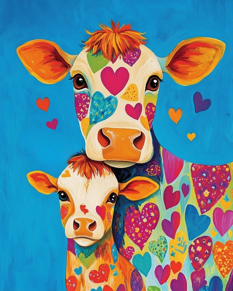 Abstract Heart Cows Diamond Art Kit