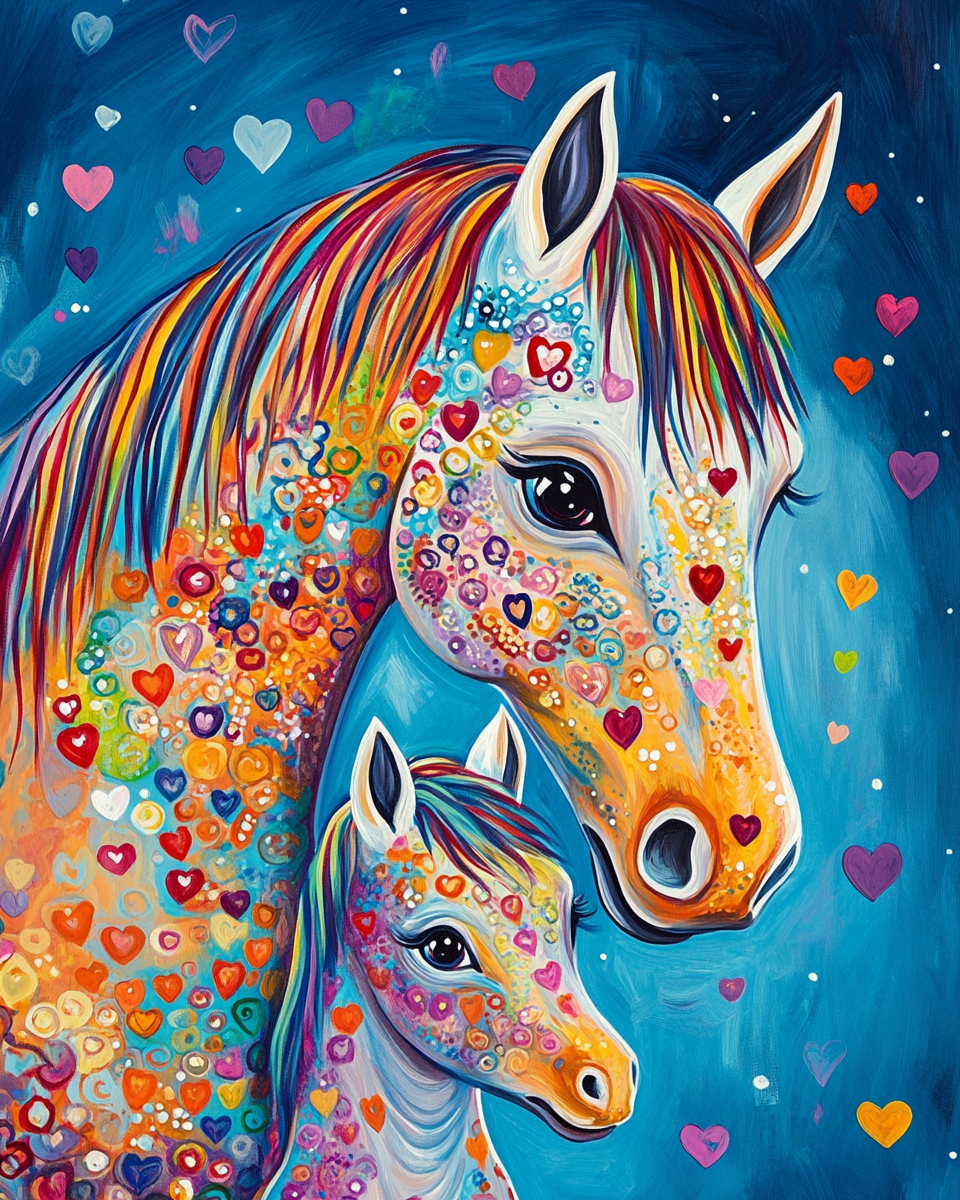 Abstract Heart Horses Diamond Art Kit