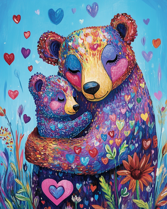 Abstract Hearts and Bears Diamond Art Kit