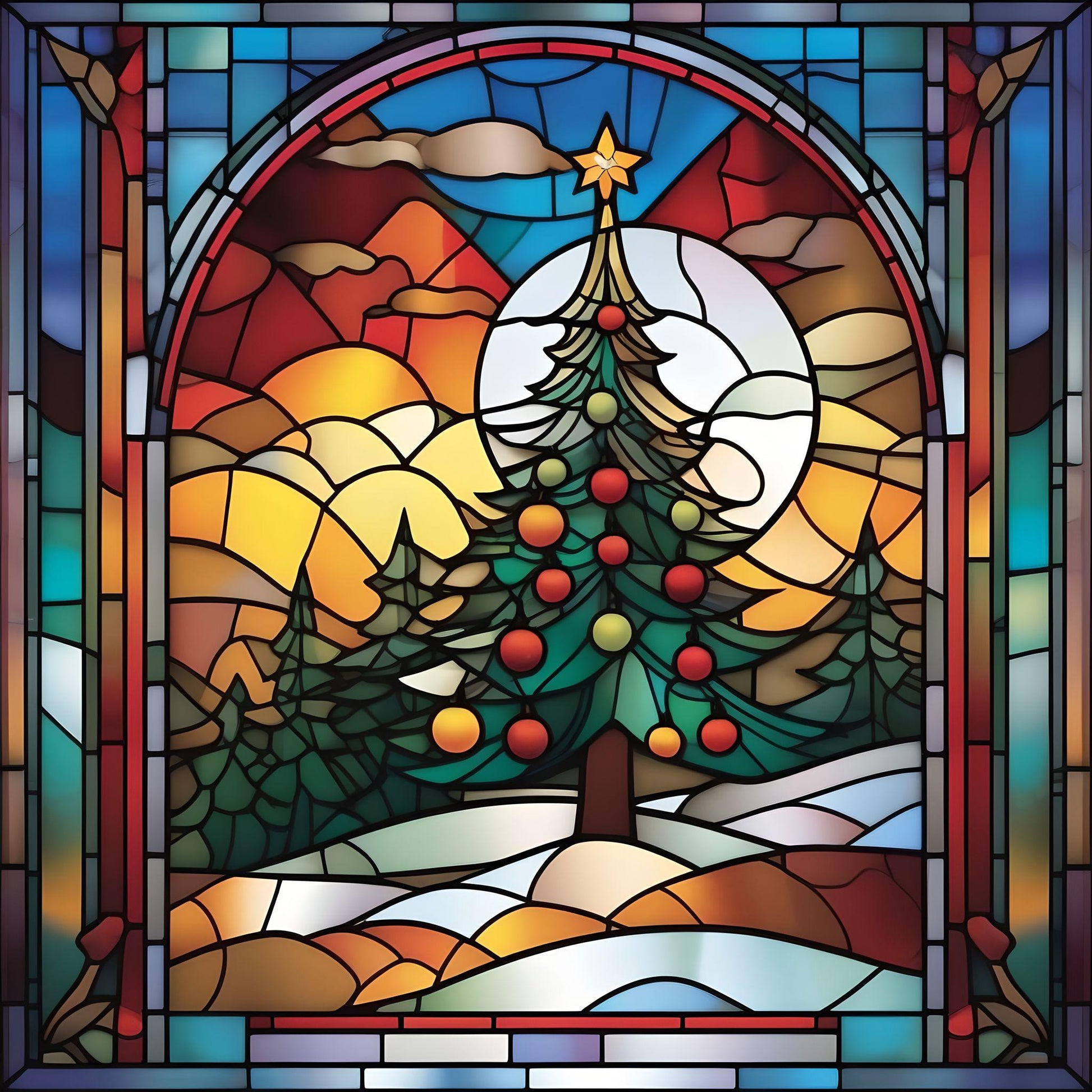 Abstract Hilltop Christmas Tree Diamond Art Kit
