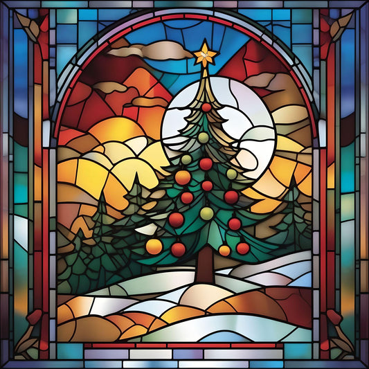 Abstract Hilltop Christmas Tree Diamond Art Kit