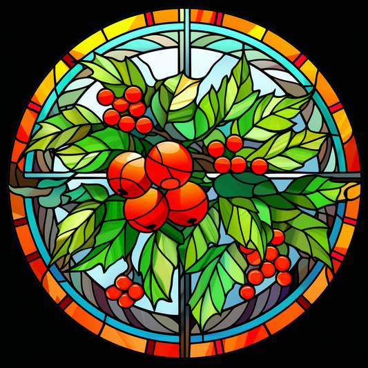 Abstract Holly Berries Circle Diamond Art Kit