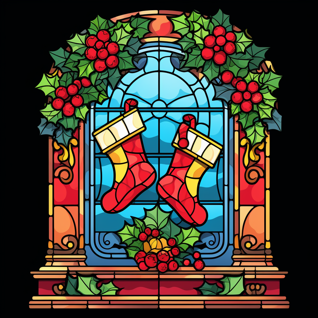 Abstract Holly Berry and Stockings Diamond Art Kit