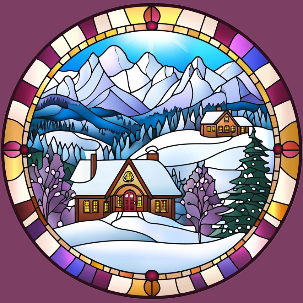 Abstract Home In the Snow Circle Diamond Art Kit