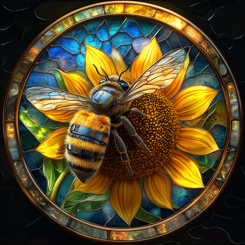Abstract Honey Bee Circle Diamond Art Kit
