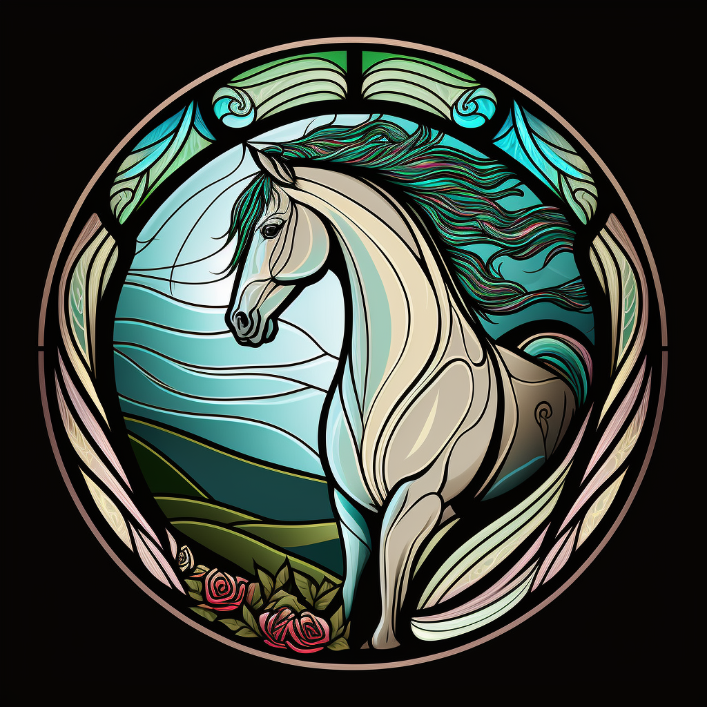 Abstract Horse and Roses Circle Diamond Art Kit
