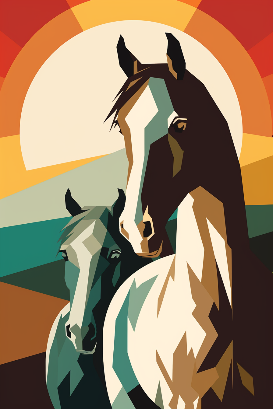 Abstract Horse Sunset Diamond Art Kit