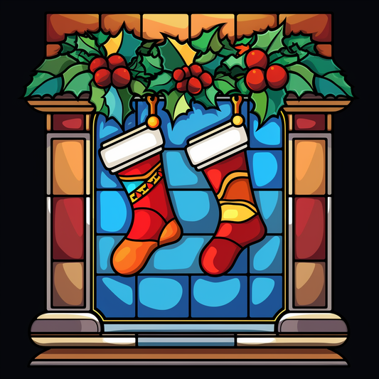 Abstract Hung Christmas Stockings Diamond Art Kit