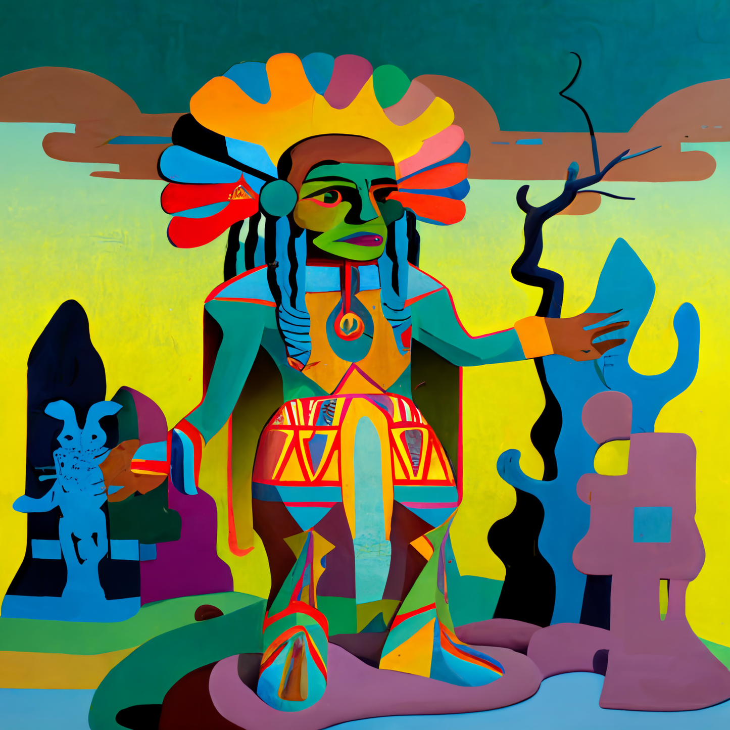 Abstract Indian Chief Diamond Art Kit