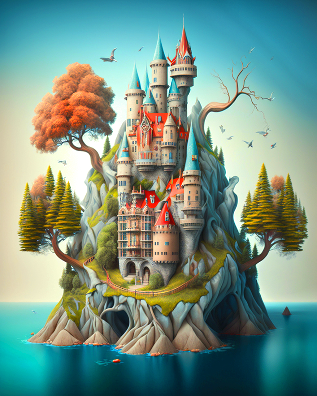 Abstract Island Castle Diamond Art Kit