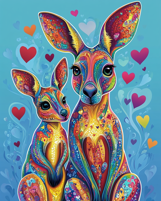 Abstract Kangaroos and Hearts Diamond Art Kit