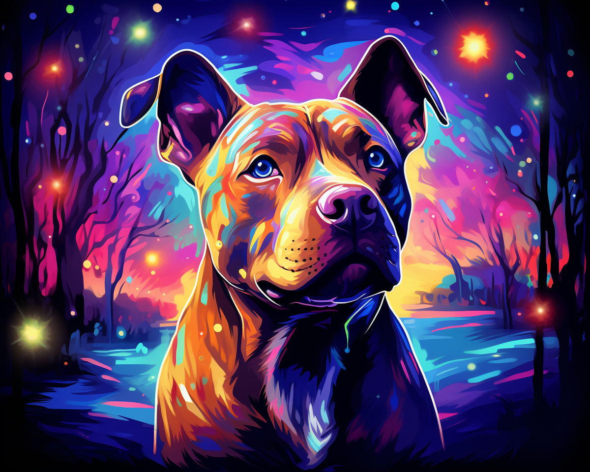 Abstract Lake and Pitbull Diamond Art Kit