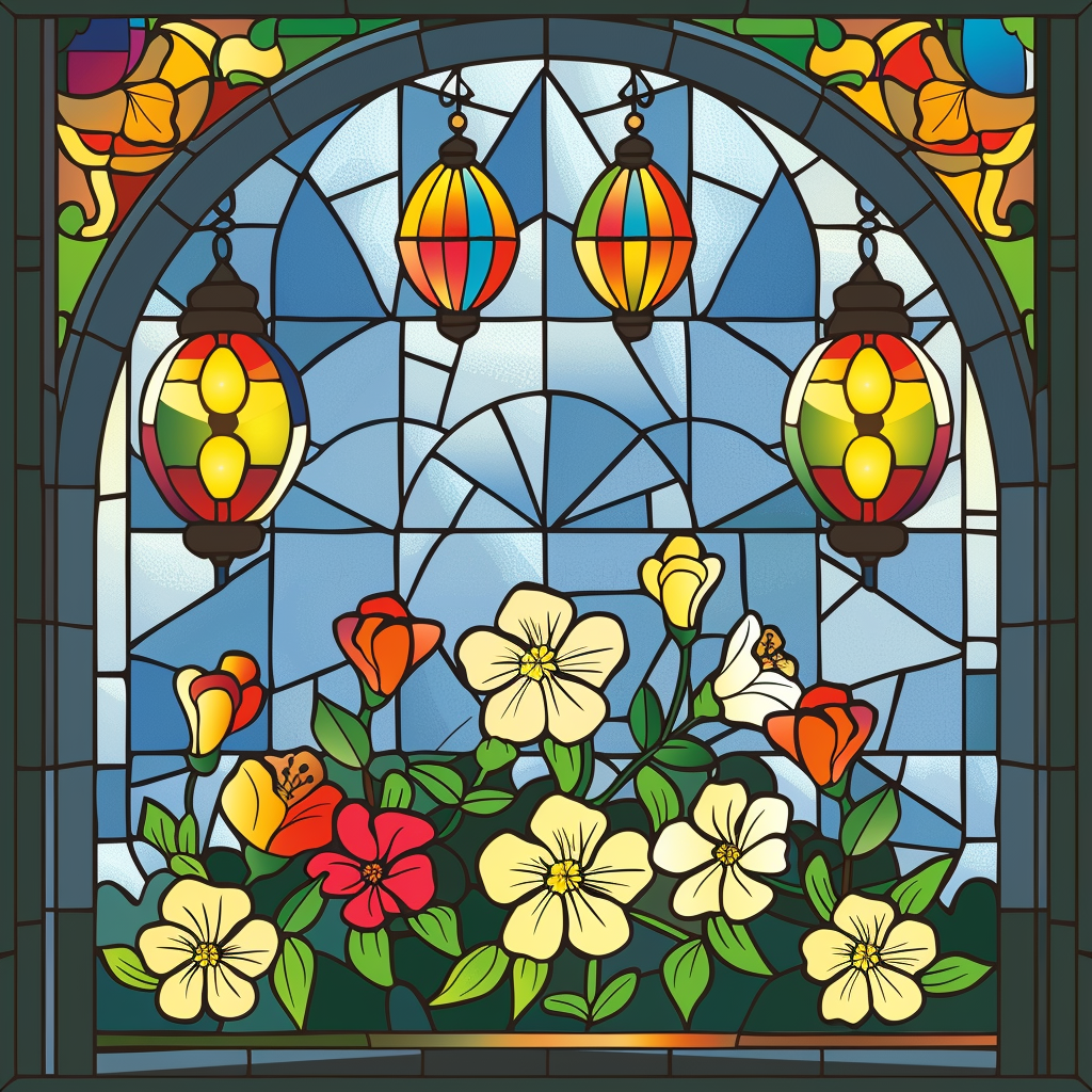 Abstract Lanterns and Flowers Diamond Art Kit