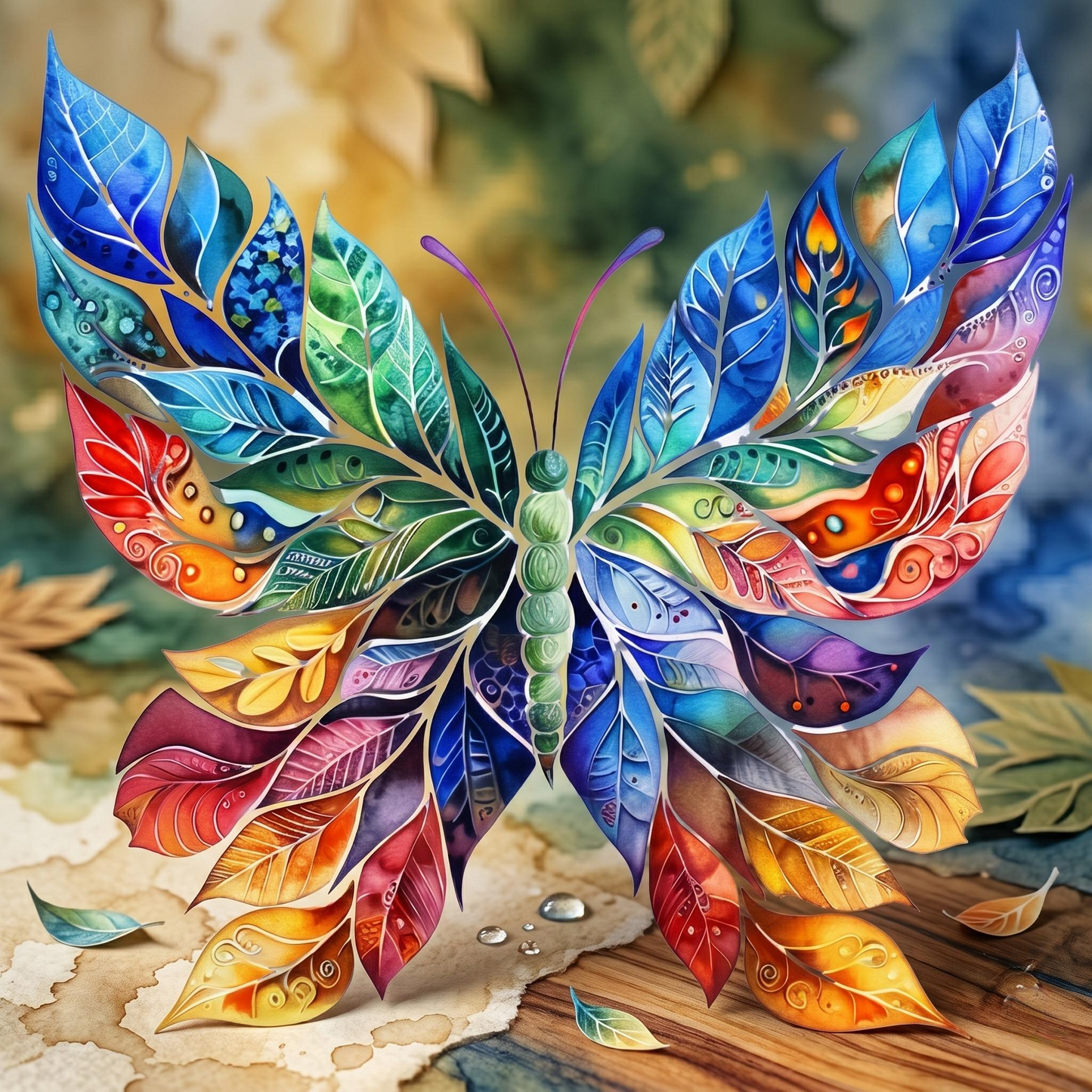 Abstract Leaf Butterfly Diamond Art Kit