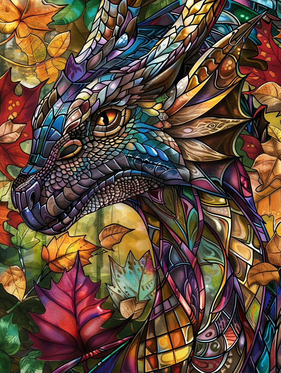 Abstract Leaf Dragon Diamond Art Kit