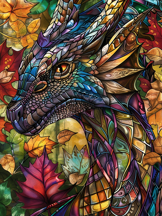 Abstract Leaf Dragon Diamond Art Kit