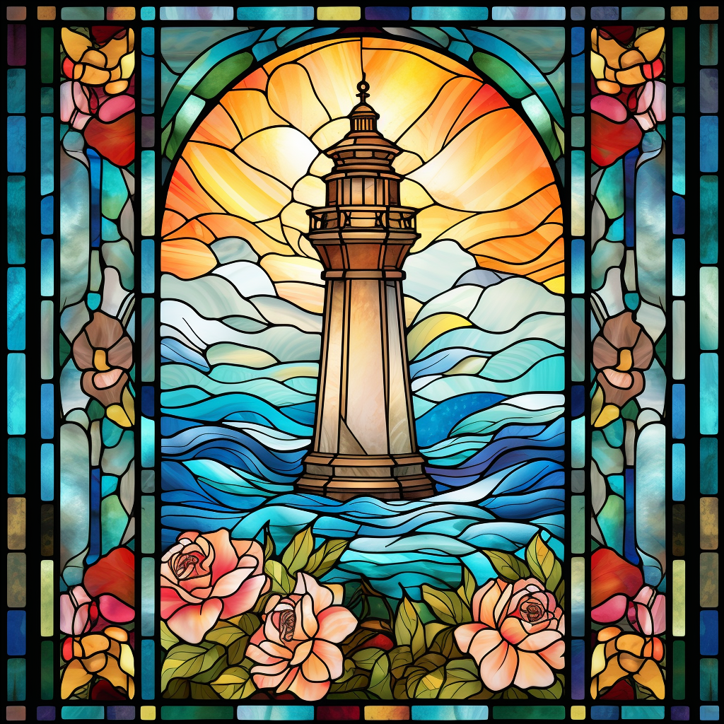 Abstract Lighthouse and Flowers Diamond Art Kit
