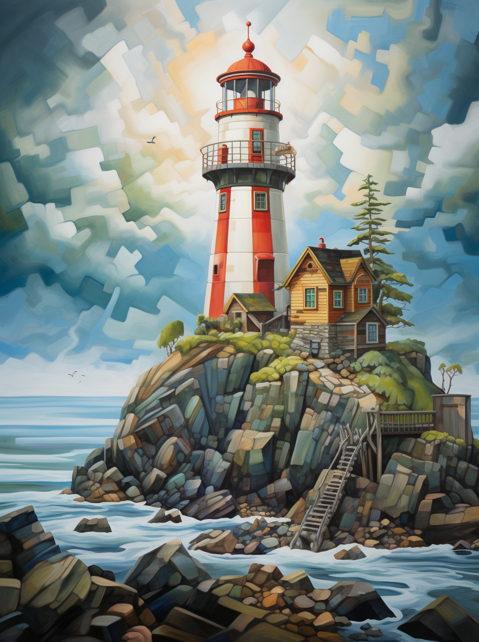Abstract Lighthouse Island Diamond Art Kit