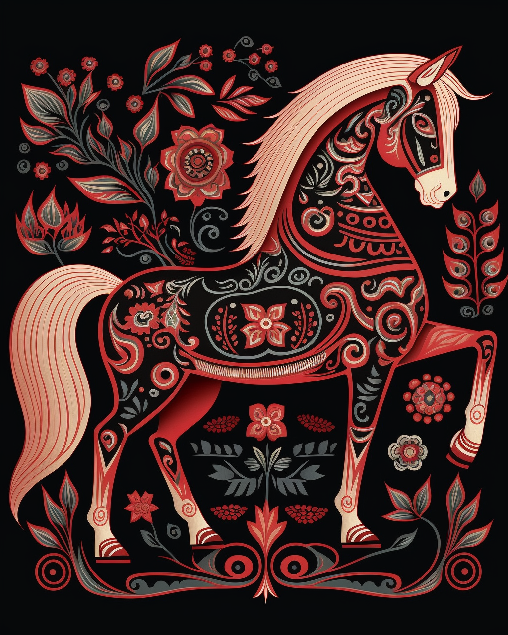 Abstract Light Maned Horse Diamond Art Kit