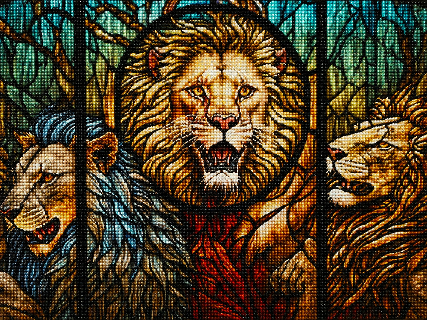 Abstract Lion Panel Diamond Art Kit