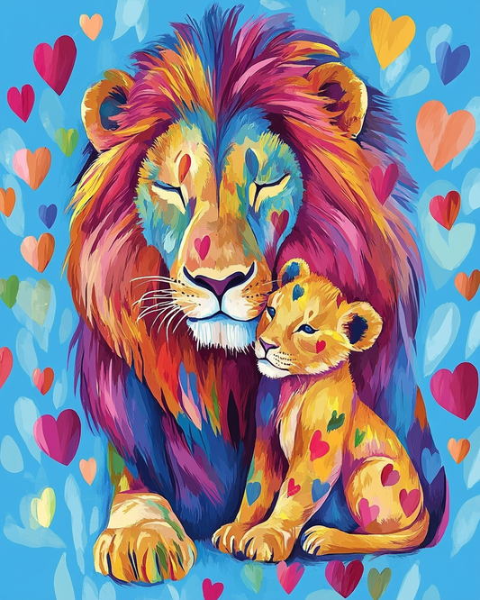 Abstract Lions and Hearts Diamond Art Kit