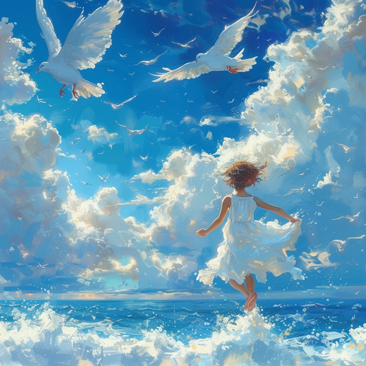 Abstract Little Girl in the Waves Diamond Art Kit